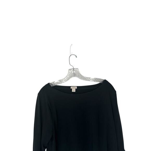 J.Crew Shirt Black Basic Classic Casual Work Crewneck Bell Sleeve Large - Picture 3 of 10